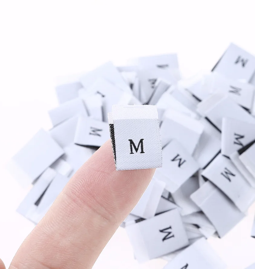 200Pcs Size Labels for Clothes, Black and White Garment, Woven Folds, Size Tags, Clothes Size Tags, 35*12mm, XXS-5XL,LB-030,