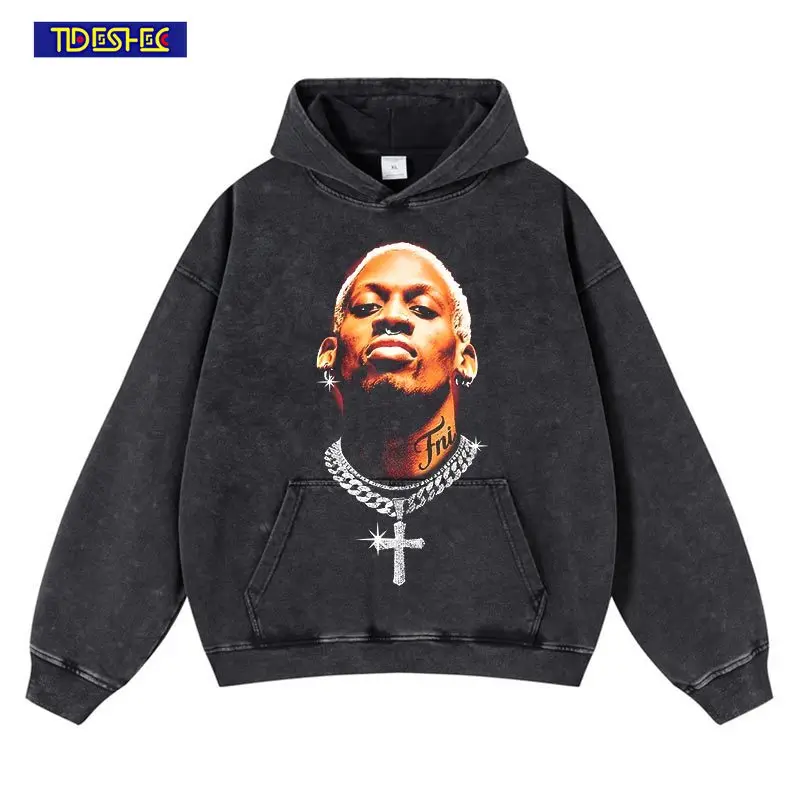 

Mens Washed Oversized Male Portrait Graphics Pullover Hoodies Hip Hop Vintage Streetwear Harajuku Cotton Hooded Sweatshirts