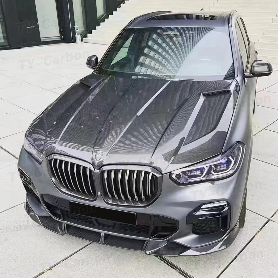 For BMW X5 G05 Carbon Fiber Front Bumper Lip Spoiler Splitter Guard BodyKit Cover M50 xDrive 40i 35i 30d 2018-2022 FRP LD Style