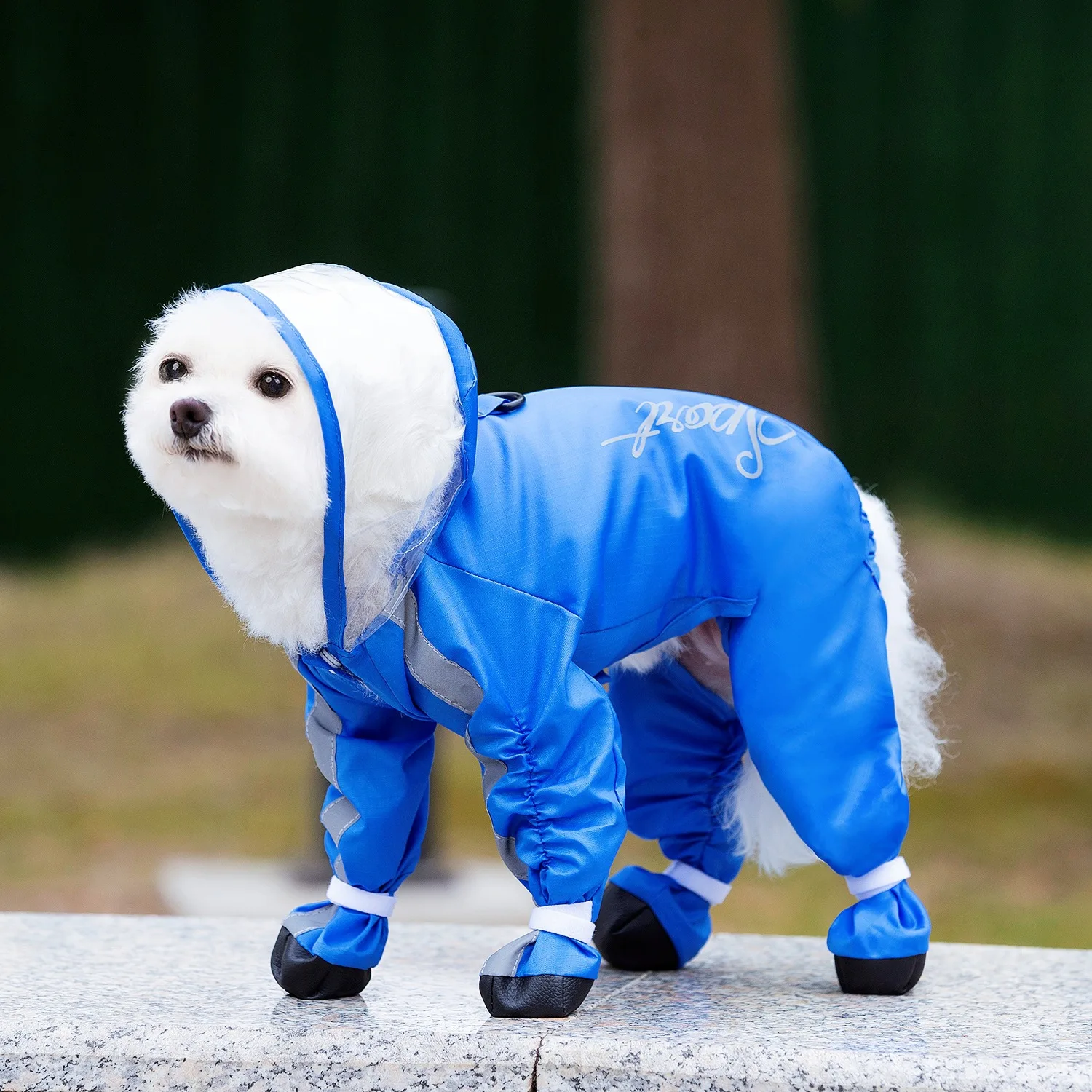 

MEIQI-Dog One-piece Raincoat, Dog Clothes, Oversized Brim, Rainproof, Snowproof and Windproof, Suitable for Small Pets