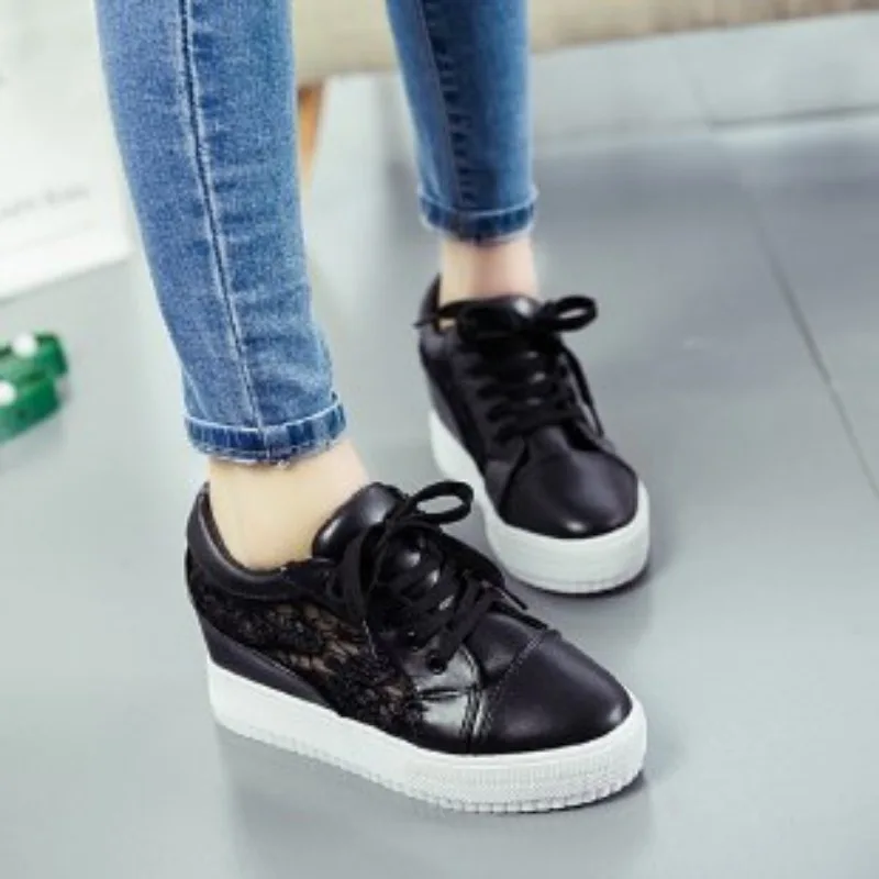 New White Hidden Wedge Heels Sneakers Casual Shoes Woman High Platform Shoes Women\'s High Heels Wedges Shoes for Women