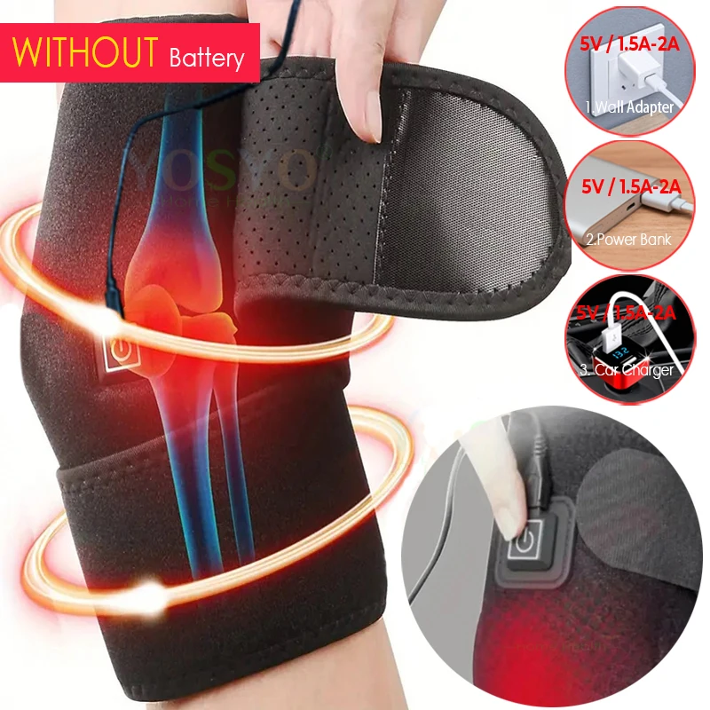 

Heating Knee Massage Belt with Adjustable Protector for Knee Area 3 Temperature Design Single Black