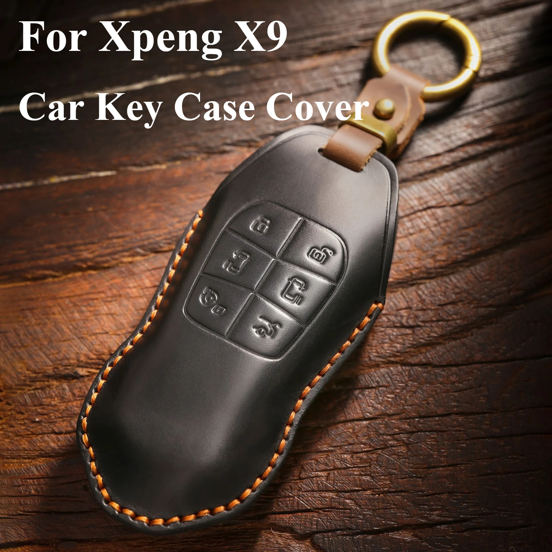 

Case Crazy Horse Leather Key Cover For Xpeng X9 Key 2024-2025 Xpeng X9 Pro Max Car Key Protector