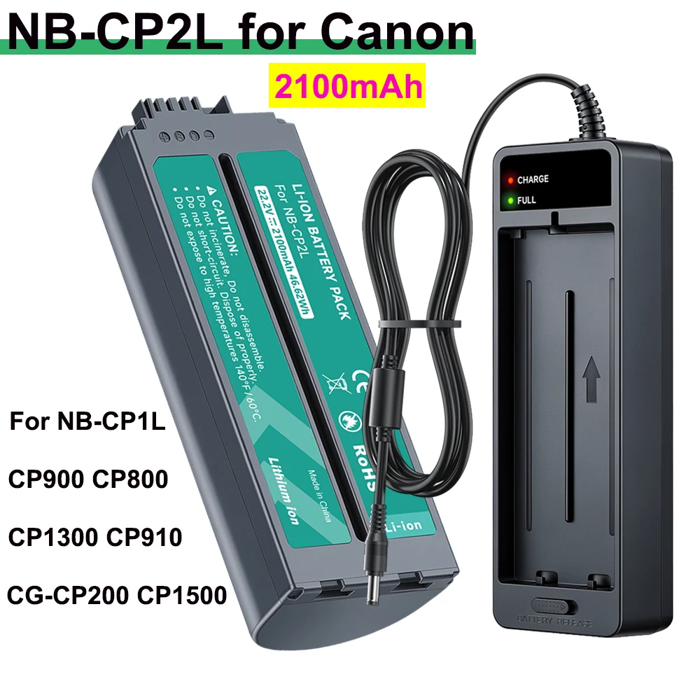 2100mAh NB CP2L NB-CP2L Battery for Canon SELPHY NB-CP1L CG-CP200 CP1500 CP1300 CP910 CP900 CP800 NB-CP2LH Battery + LED Charger
