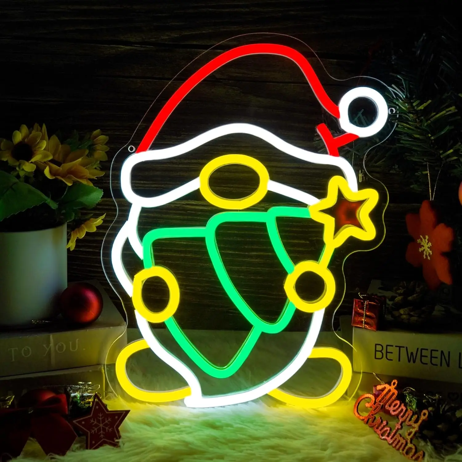 クリスマスエルフネオンサイン-led-かわいいサンタクロースネオンライト-調光可能-usb電源-寝室パーティー窓壁装飾-子供へのギフト