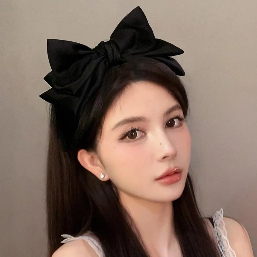 Fotografia 5: Doce preto arco nó hairband temperamento elegante bandana para mulheres estilo coreano moda cocar meninas acessórios de cabelo