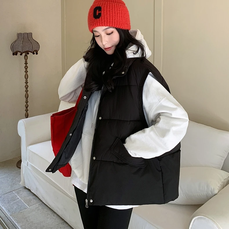 Femmes ample court vers le bas coton rembourré gilet vestes 2025 mode nouveau automne hiver gilet pain vêtements sans manches vêtements d'extérieur