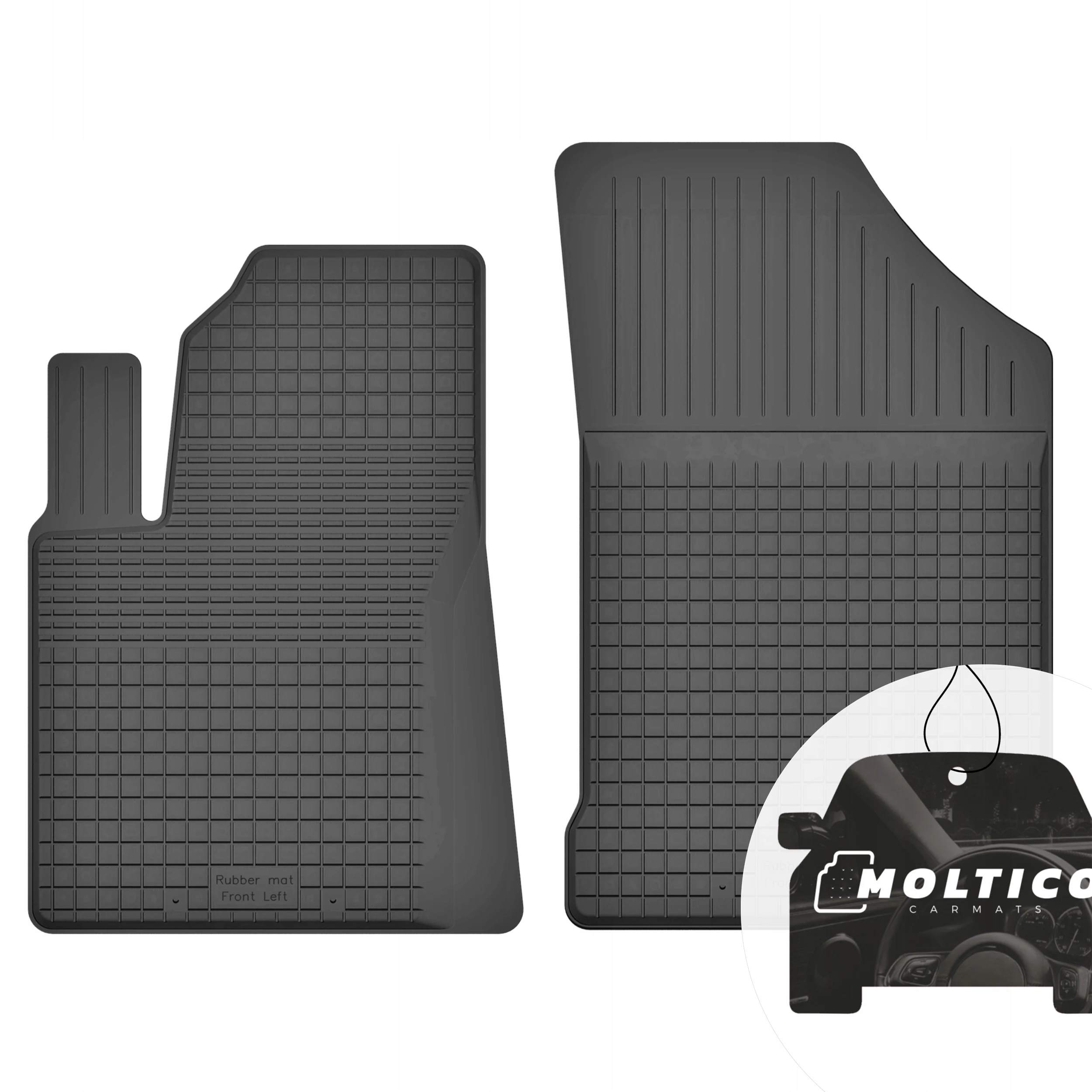 Rubberen matten voor en achter, geschikt voor Ford Ka II 2008-2016, inclusief rand.