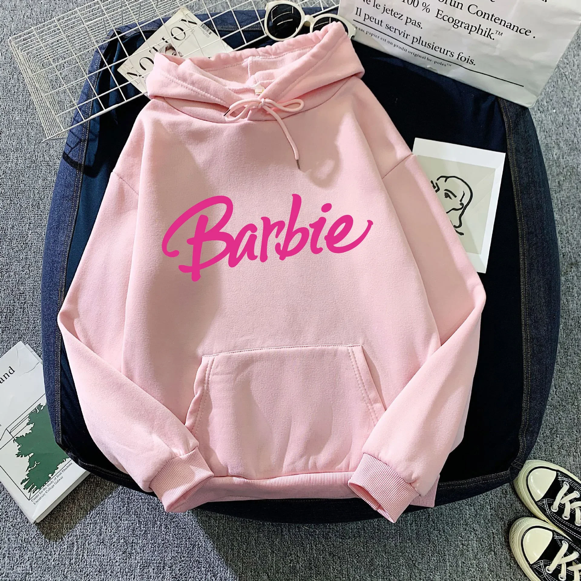 Barbie Dikke Fleece Hoodie Herfst En Winter Stijl Ins Losse Jas Anime Kawaii Sweatshirt Voor Dames Kleding Verjaardagscadeaus