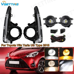 For Toyota Vitz Yaris US Type 2018 Car Fog Lamp LED DRL Daytime Running Light Headlight With Switch Wire Covers Accessories 12V