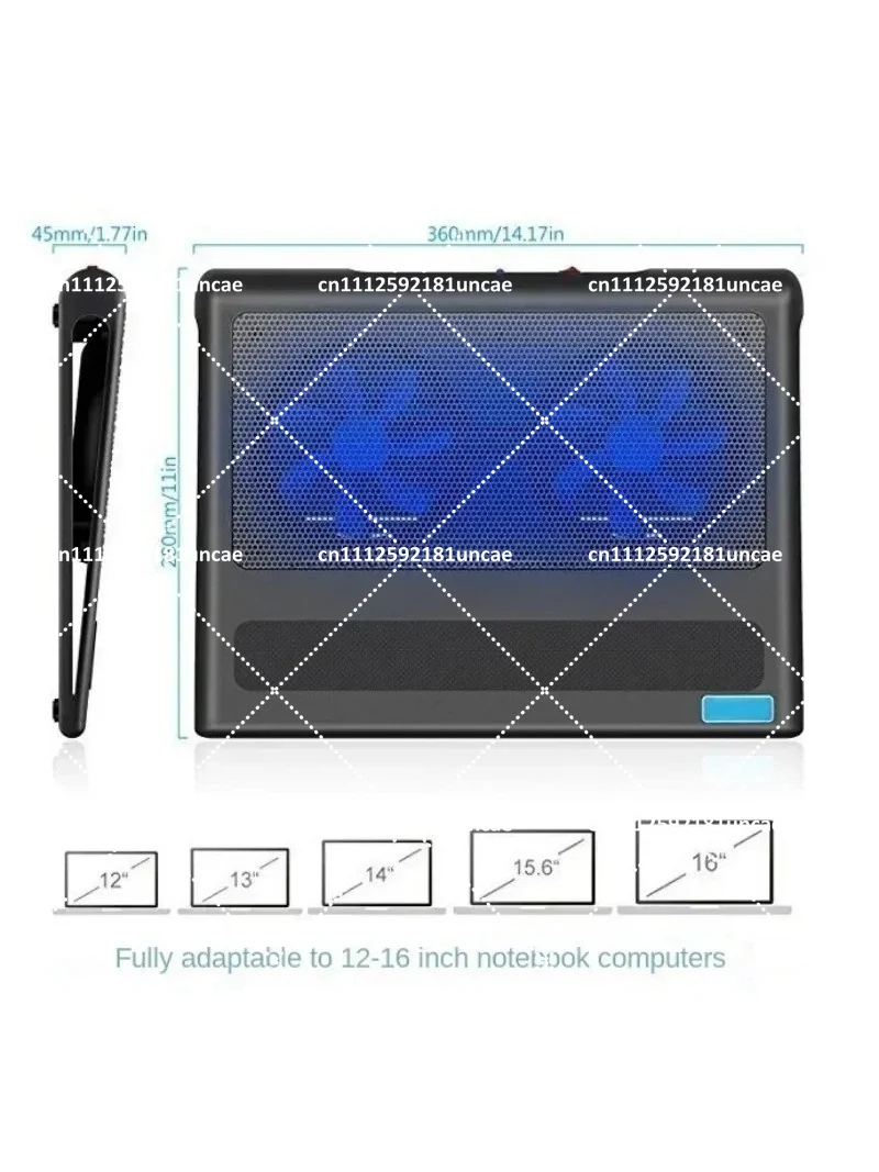Gaming Laptop Cooler Base with Metal Mesh, Dual Fans, USB Interface, Air-Cooled Silent Cooling Stand