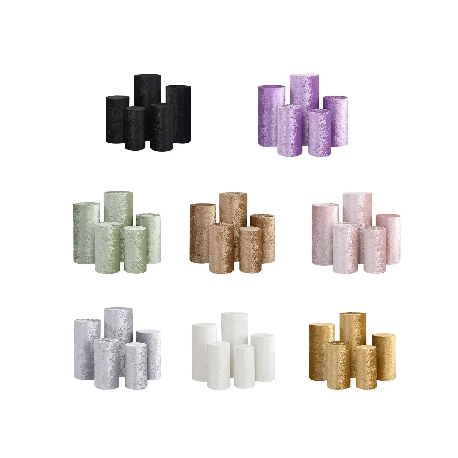 

5Pcs Cylinder Plinth Covers Fashionable Backgrounds Cylinder Stand Covers for Events Holidays Thanksgiving Banquet Engagement