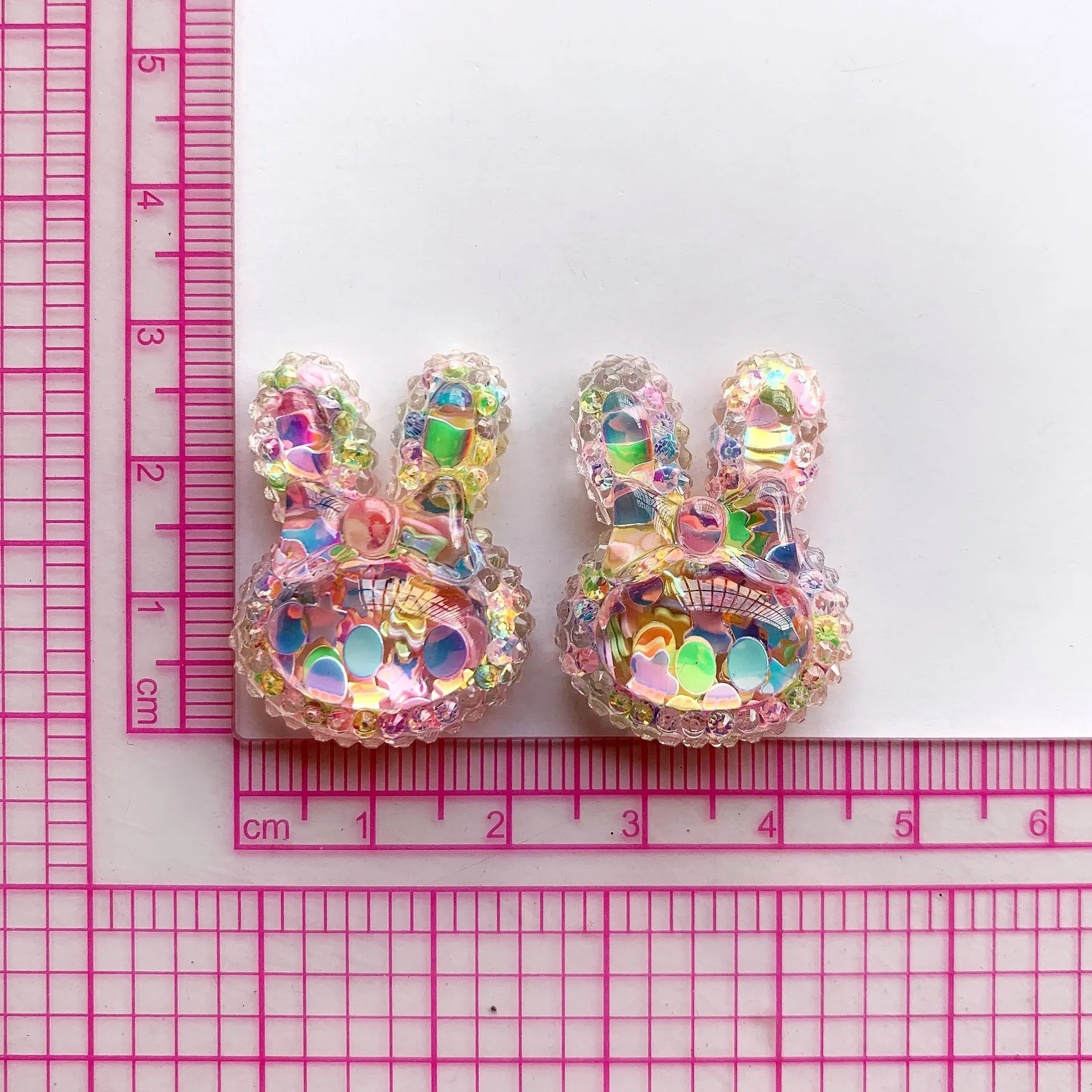 10pcs Mini Kawaii Cartoon Shining Rabbit Flat Back Cabochons Scrapbook Diy  Party Hairpin Accessories Home Decoration Craft
