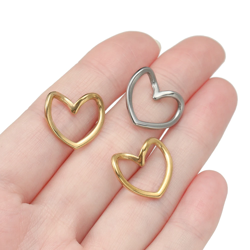 5pcs/lot Stainless Steel Love Heart Shape Charms Pendants for Handmade DIY Jewelry Necklace Earring Making Accessories