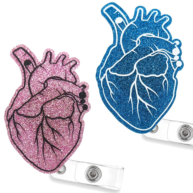 引き込み式のハートIDカードホルダー,紛失防止バッジ,ナイロンコード,フラットIDストラップ,看護師