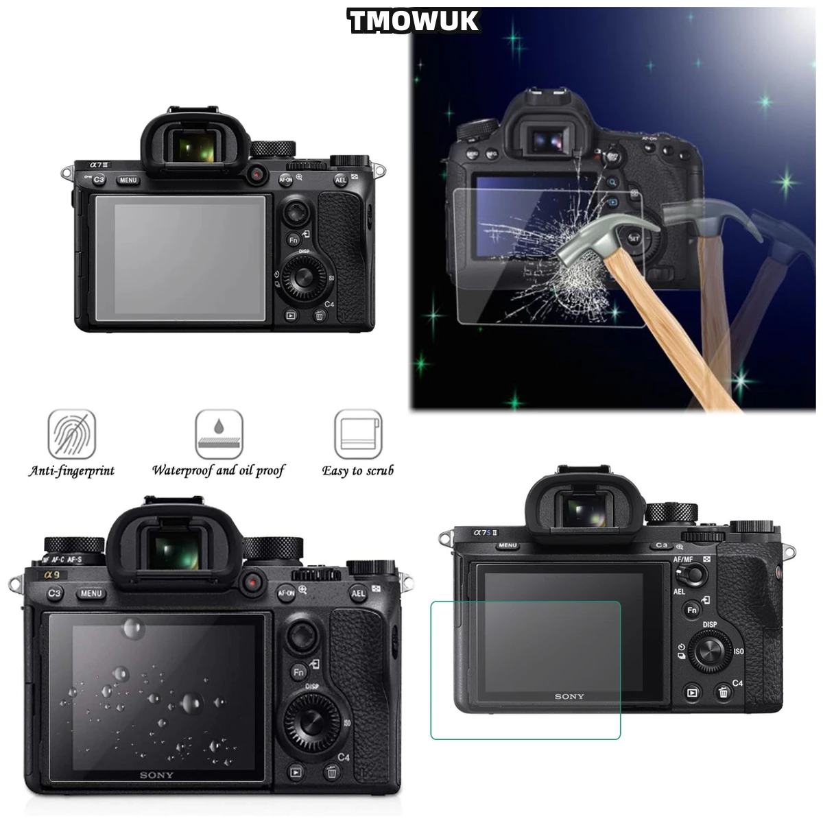 

For A9 A9II A7RII A7RIII A7R4 A7R4A A7SMII Tempered Glass Screen Protector 9H Hardness HD Clear Film