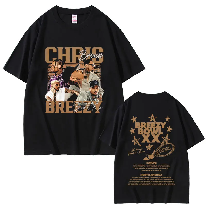 

Chris Brown Graphic T-shirt Breezy Bowl XX Tour 2025 Merch Tshirt Men Women Hip Hop Fashion T Shirts Male Soft Cotton Tees Tops