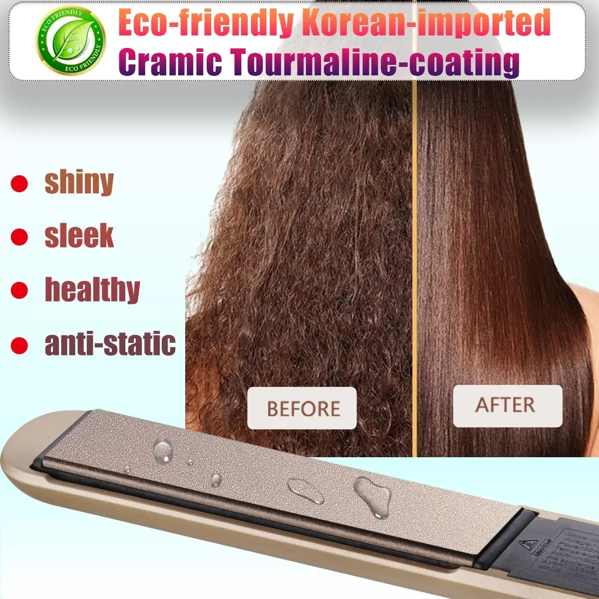 1-Inch Ceramic Tourmaline Hair Straightener Flat Iron with LCD Display, MCH 10-Second Fast Heat-Up, 3D Floating Plates for Healthy Smooth Styling at Home