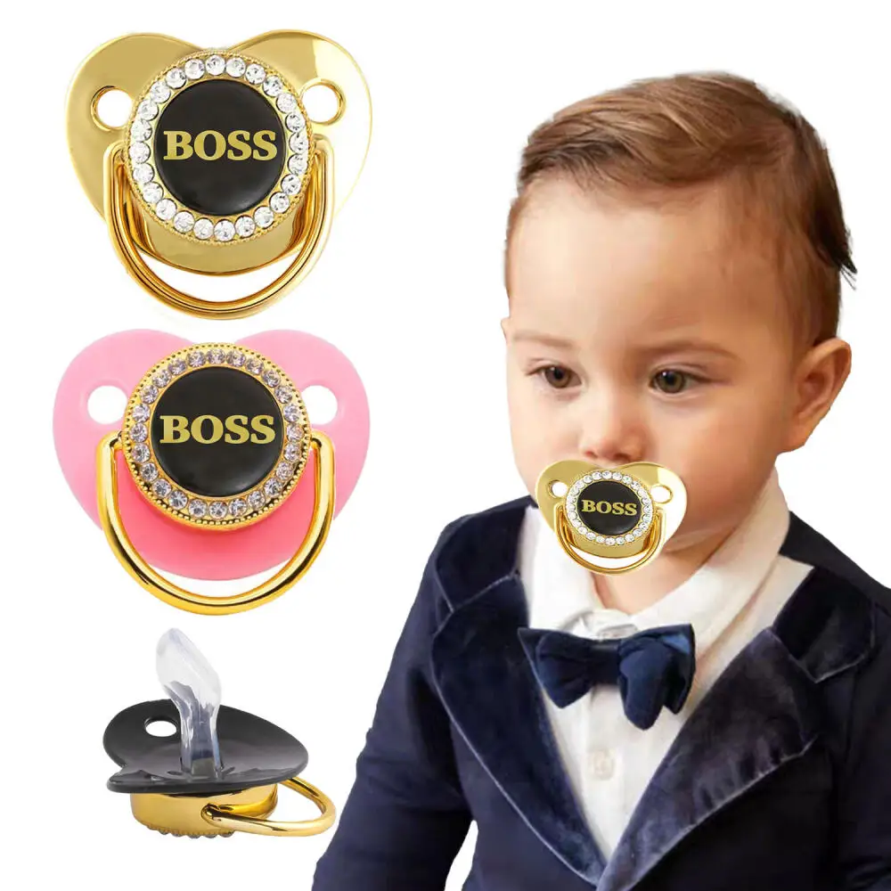 0-3-year-old new boss pattern new silicone pacifier, children\'s photography accessories, with dust cover, without chain