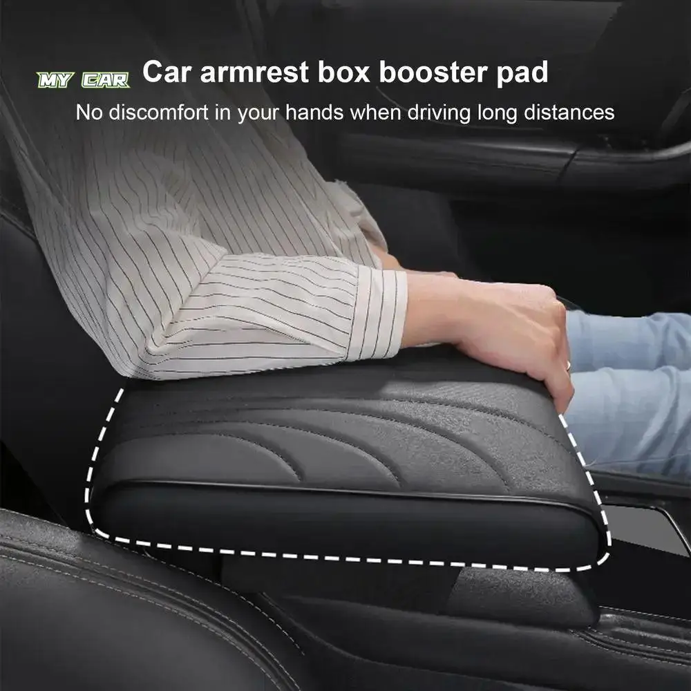 

Thick Car Armrest Mat Comfortable Anti-slip Center Console Cover Leather Elastic Strap Car Elbow Support Pad Car Interior