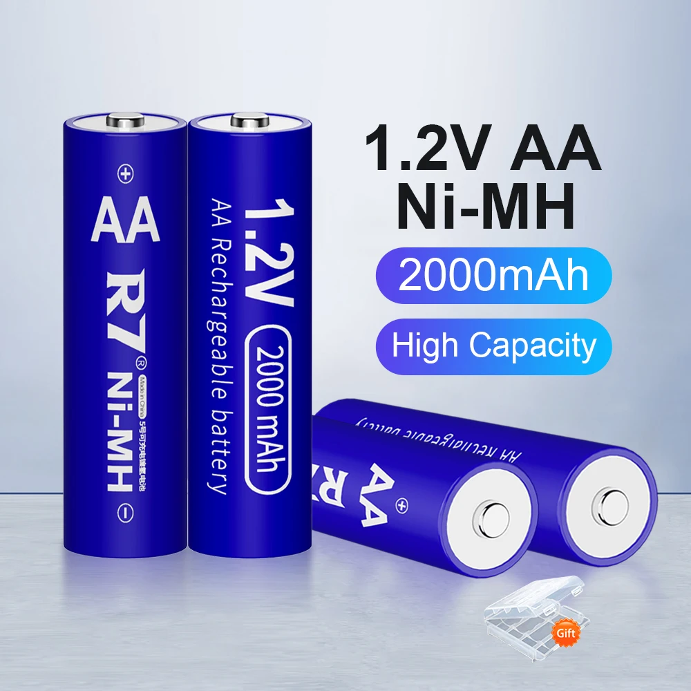 Batteria R7 AA 2000mAh 1.2V AA batteria ricaricabile nimh batterie aa con caricabatteria Smart 1.2V NIMH AA AAA