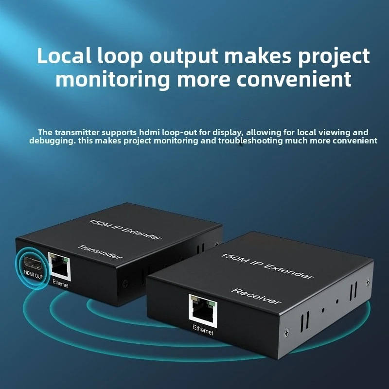 H.264 150M HD IP Extender Via RJ45 Cat5e Cat6 Ethernet Cable Video Transmitter Receiver for PS4 Camera PC To TV Monitor 1080p