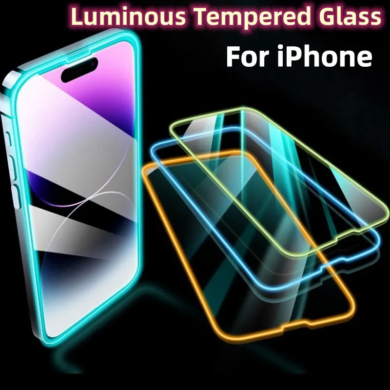 Luminous Tempered Glass For iPhone 14 13 12 Pro Max Glowing Screen Protector for iPhone 14 12 Pro 13 Pro Max 14 Pro Max Glass