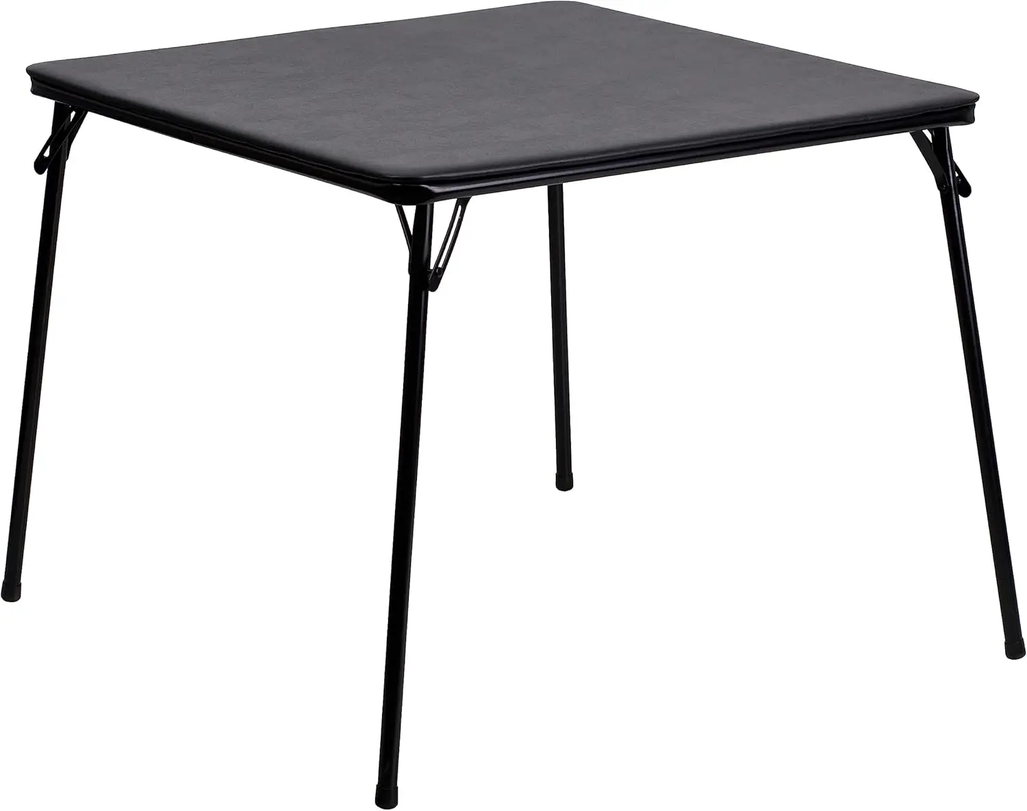 Madelyn-mesa multiúso com top de vinil acolchoado mesa de jogo dobrável portátil para 4 jogadores, quadrado preto, 33,5"