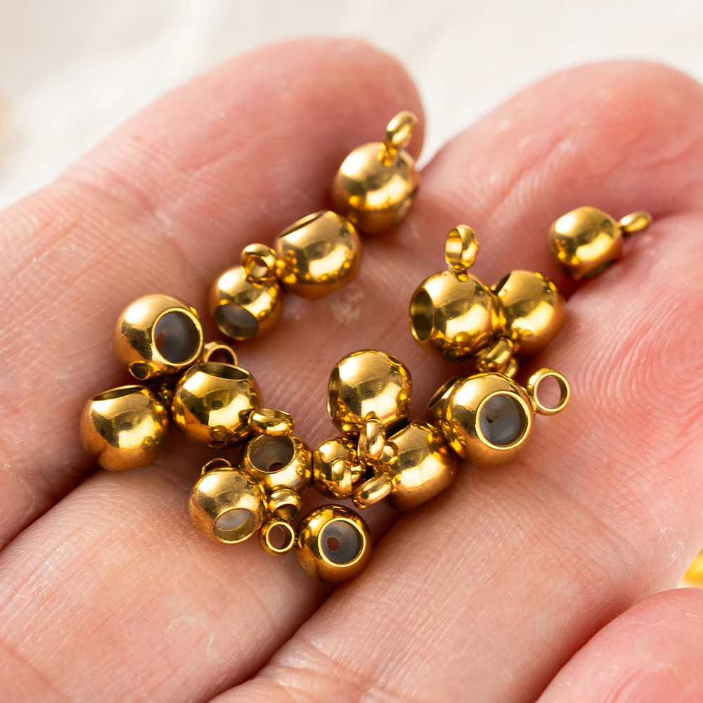 

10pcs/Lot Stainless Steel Gold Stopper Bead Connectors Pendant Charms For DIY Necklace Bracelet Jewelry Making Supplies Crafts
