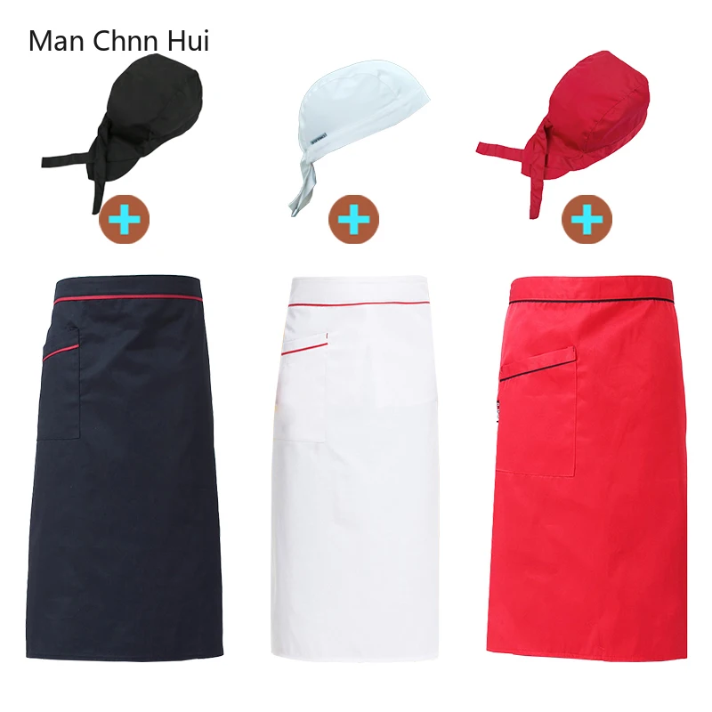 Hotel High Quality Kitchen Set Cooking Apron Chef Hat Premium Restaurant Chef Baking Apron Caterer Waiter Work Cap Pinafore