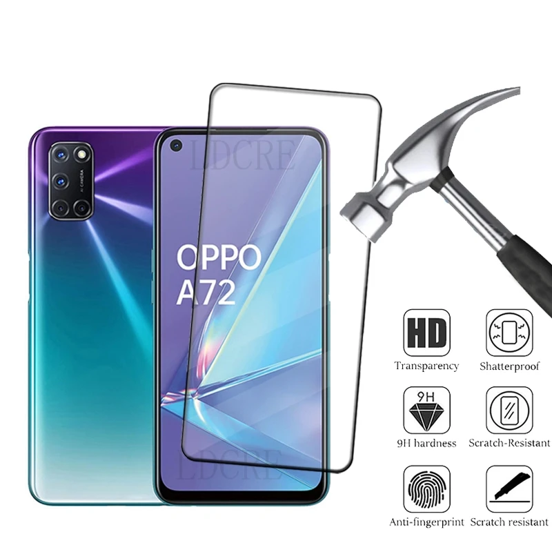 4Pcs For OPPO A72 Glass OPPO A72 Tempered Glass 9H HD Protective Film Full Cover Glue For Screen Protector OPPO A72 OPPOA72 6.5