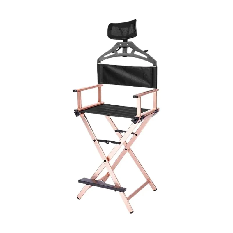 Modern Portable Aluminum Director Chair with Headrest - Portable Makeup Artist/Manager Folding Chair for Better Rest GT45NM