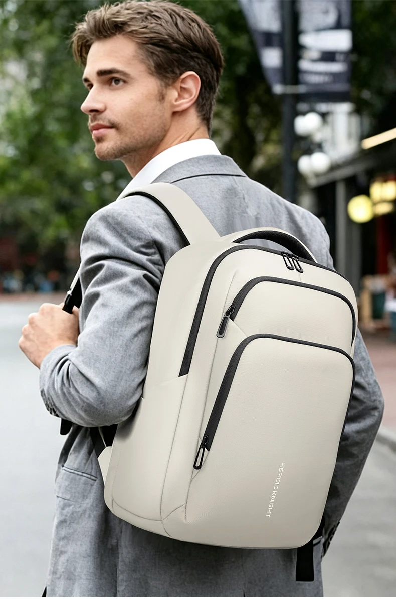 HK Großraumiger Wasserdichter Reise- und Pendler-Rucksack Weißer Modischer Business-Rucksack Leichter 17-Zoll-Laptop-Rucksack – Detail 1