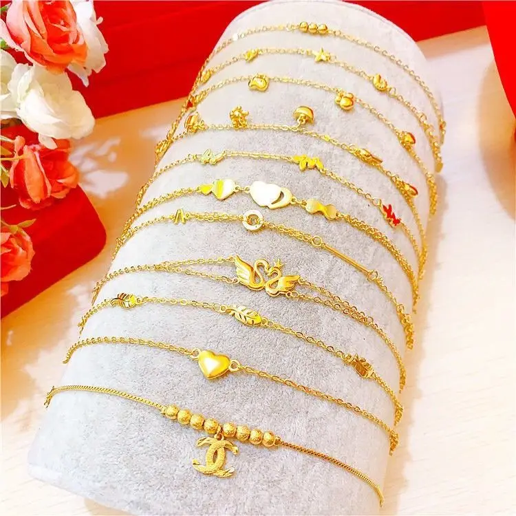 Like real  New Sha Jin Gold Plated Simple And Elegant Euro Simulation Women's Bean Fine Bracelet