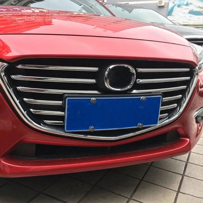 Front grille trims  grille cover for Mazda 3 2017 2018,ABS chrome,12pcs/set ,auto accessories