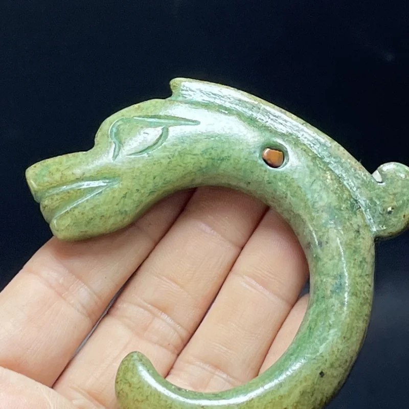 هان سلالة اليشم صفقة العتيقة اليشم قطعة أثرية قلادة اليشم القديمة معلقة حلية خمر التنين هوك