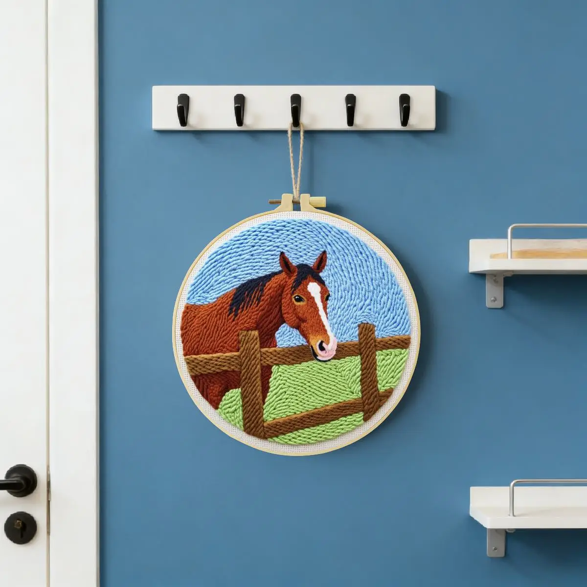 20X20CM/7,87 Zoll Tier - Pferd Stanznadel-Stickset, Stickerei-Kit, Strickstickerei, DIY Handgemachtes Geschenk – Detail 1