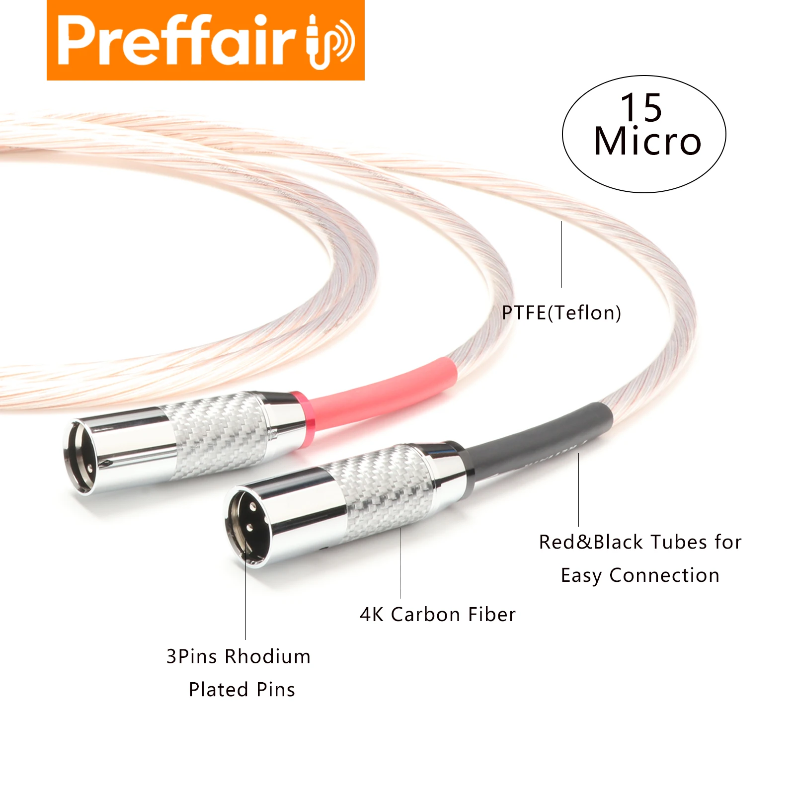 Preffair Hi-End 7N OCC Sliver plated Audio Cable with Rhodium plated XLR Conductor Plug Balance Cable for Amplifier DAC DVD
