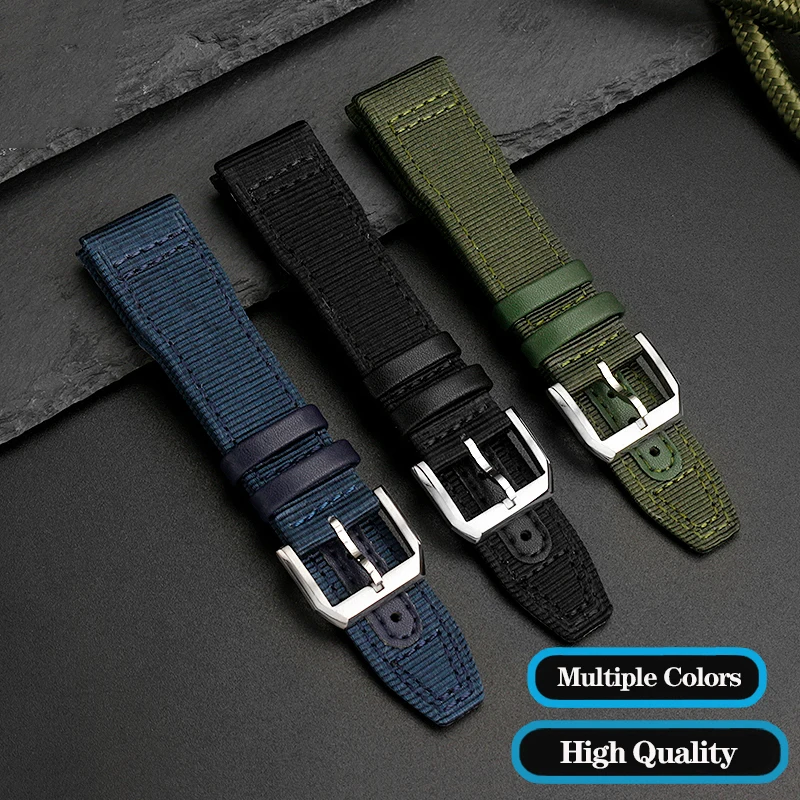 For IWC Universal Pilot Mark 18 Spitfire Fighter Portugal Series Nylon Canvas Watch Strap Watchband Bracelet 20mm 21mm 22mm