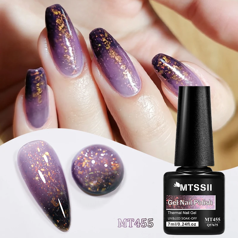 Glitter Thermal Gel Nail Polish Gold Foils 3 Layers Temperature Color Changing Gel Soak Off UV LED Gel Varnish Nail Supplies DIY