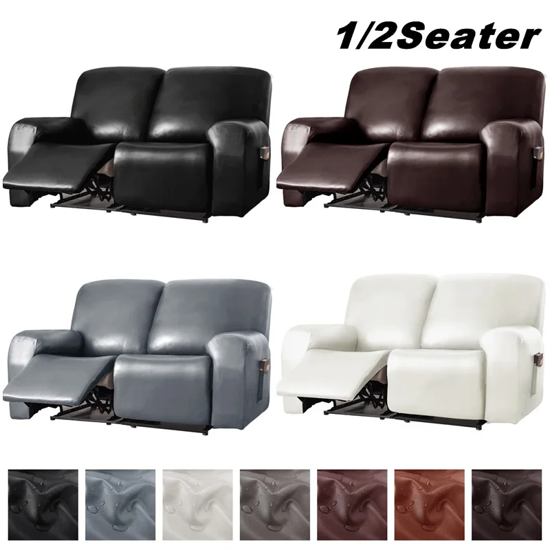 

1/2Seater Luxurious PU Leather Recliner Cover Waterproof Recliner Armchair Cover Relax Sofa Slipcovers for Living Room Decor