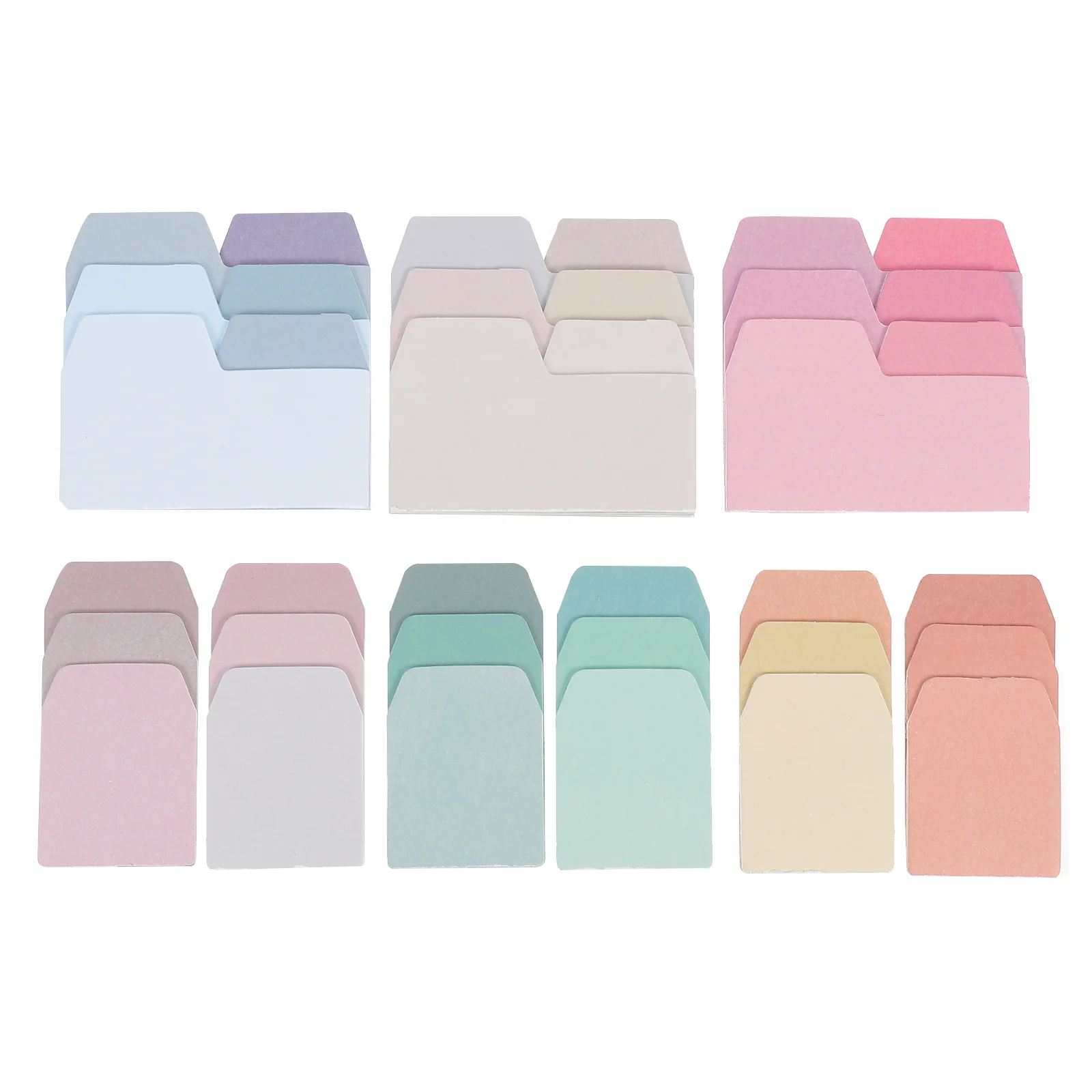 6pcs Creative Gradient Memo Paper Stickers Decoration Stickers Colorful Index Sign Memo Notes (Mixed Pattern)