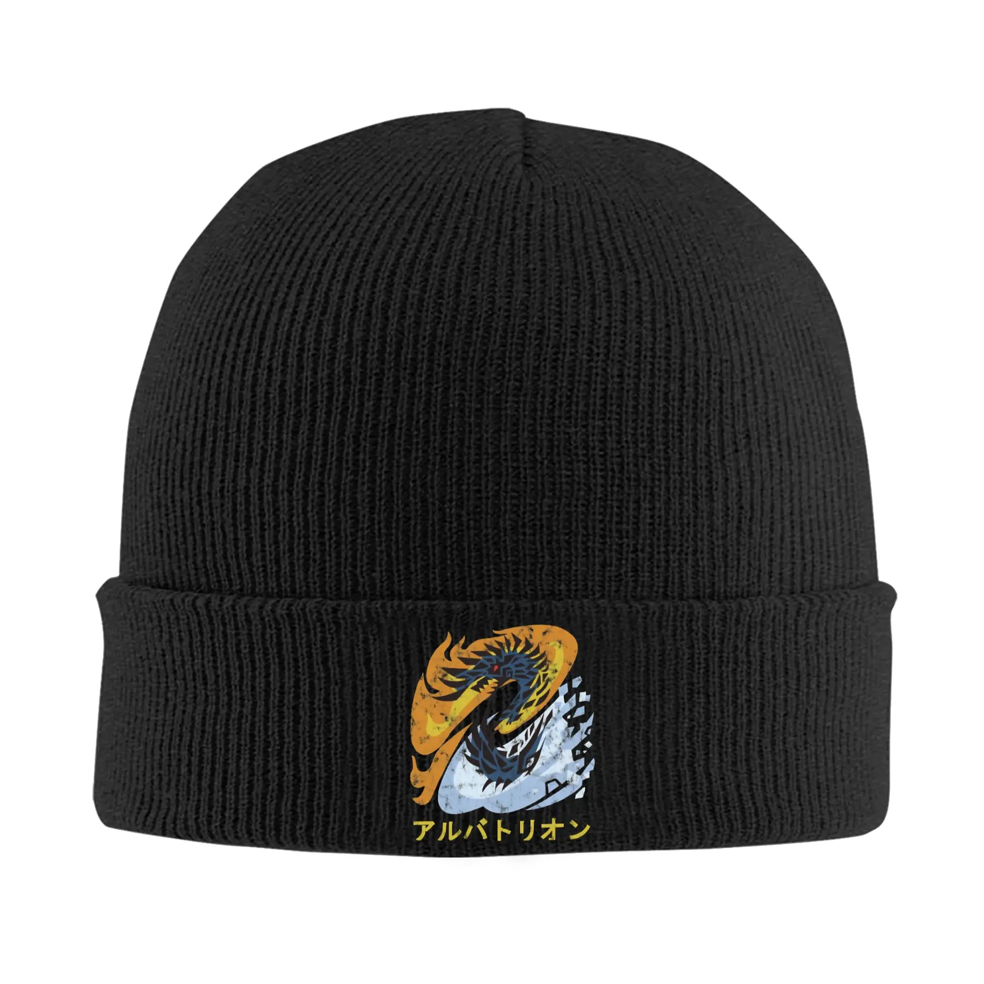 Monster Hunter World Iceborne Alatreon Kanji  Beanie Hat Knitted Skull Caps For Unisex  Winter Skullies Knitted Caps