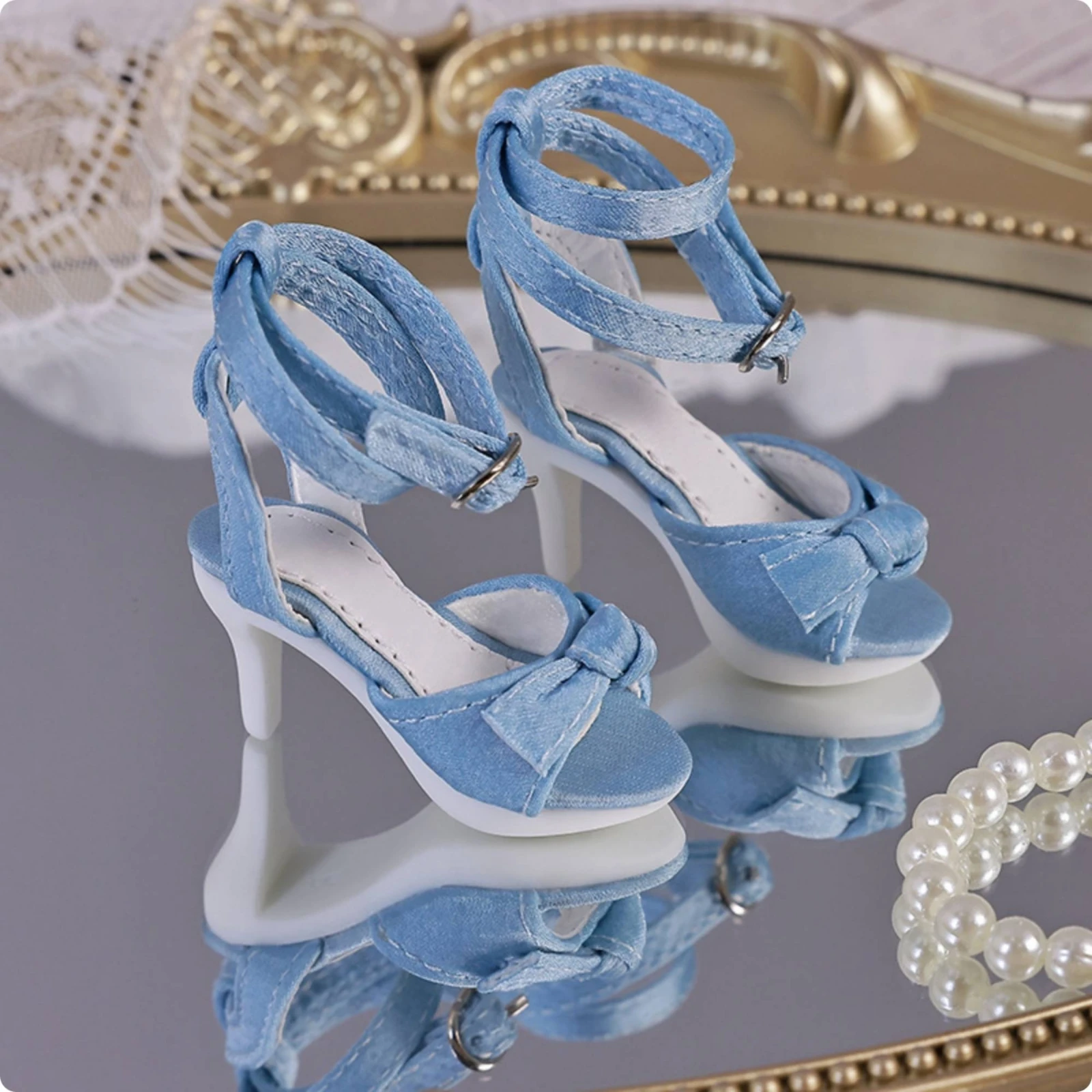 

1/4 BJD Doll High Heels Pu Leather SD Doll Shoes Pointed Toe High Heels Satin Look Lace-Up