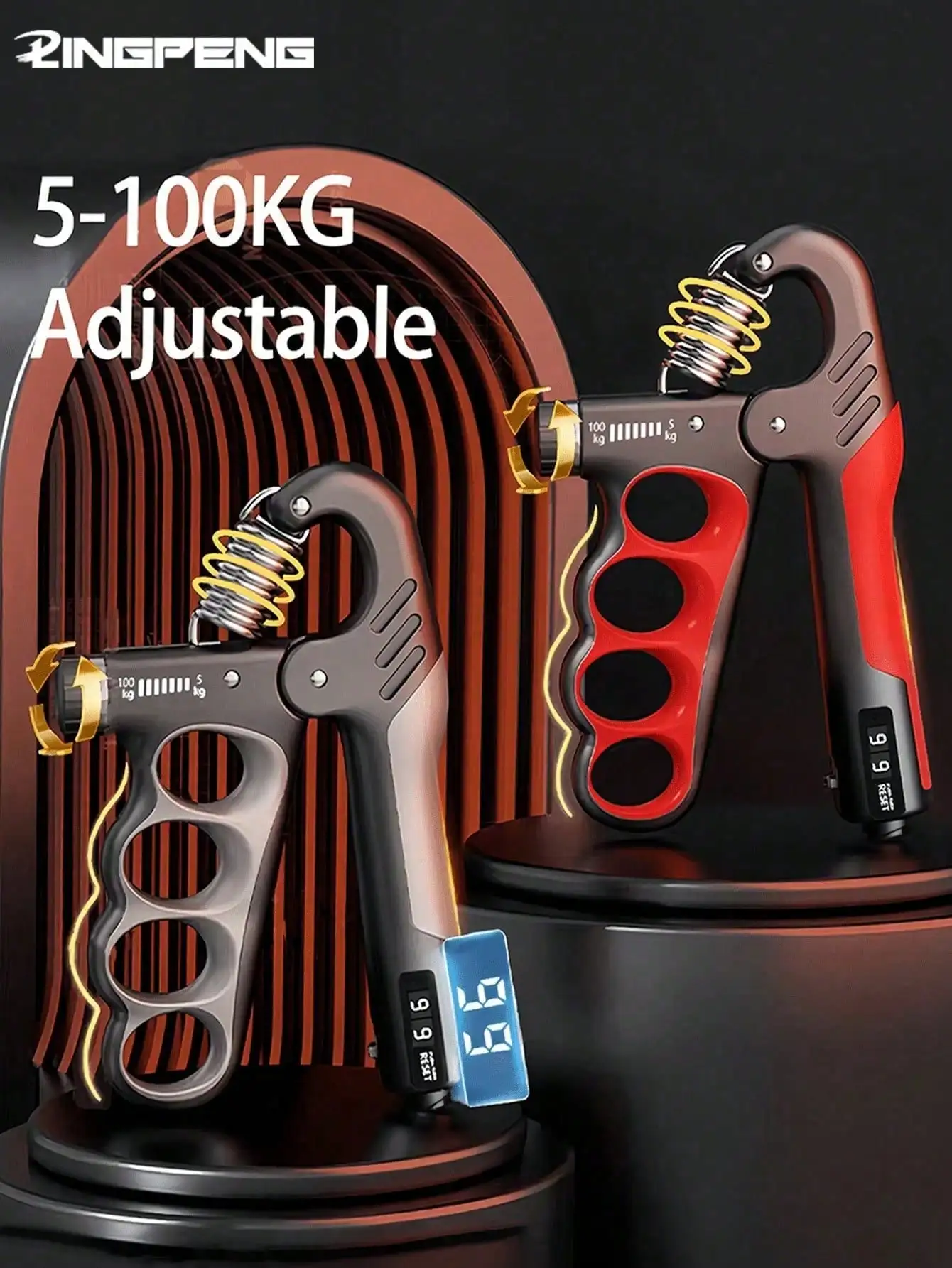 

5-100kg Adjustable Hand Grip Strengthener, Wrist Exerciser For Muscle Recovery, Hand Strength Training, Gym Fitness Home Workout