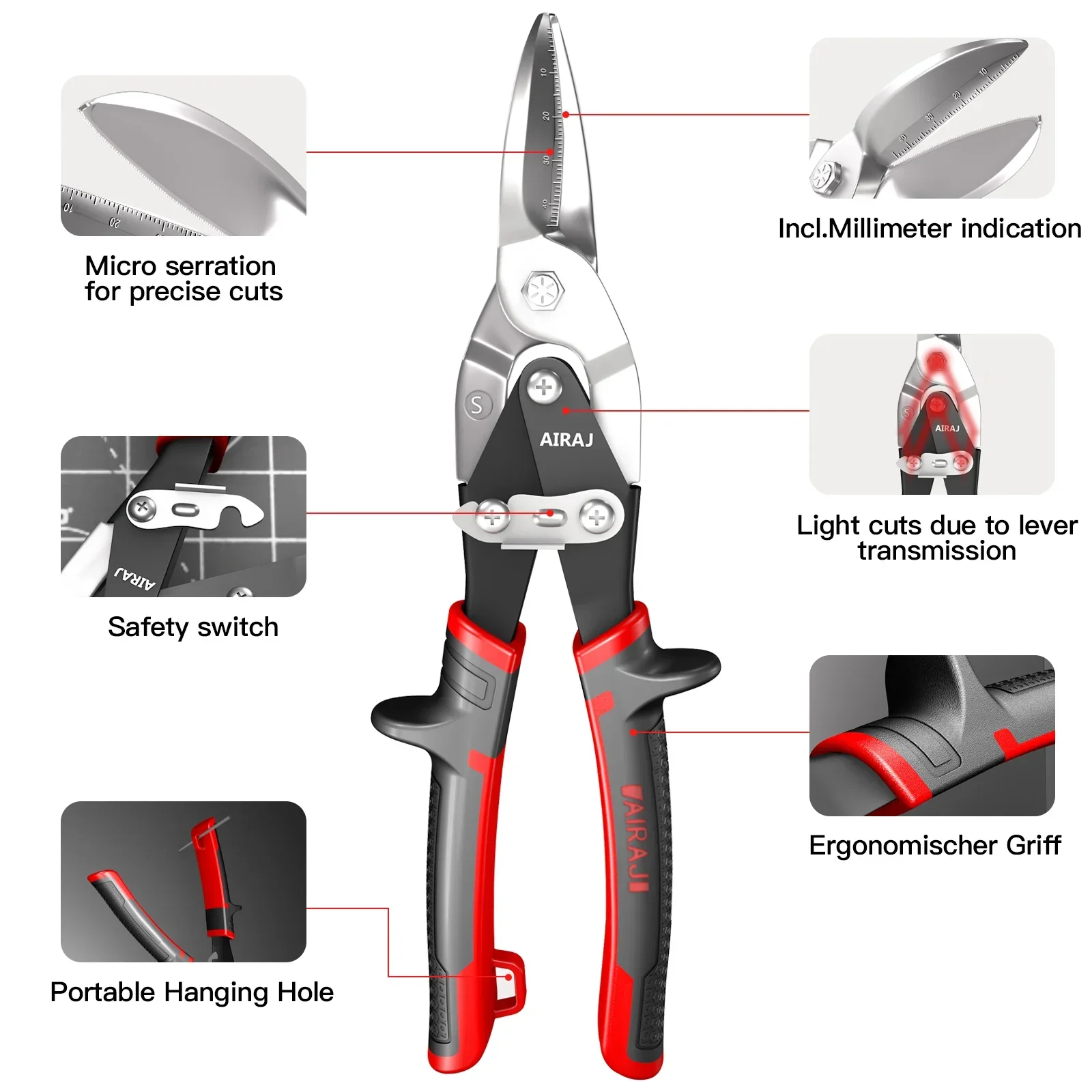 10/12inch Aviation Scissor Tin Snips Metal Sheet Cutting Scissors Multi-directional Industrial Scissors Professional Hand Tool