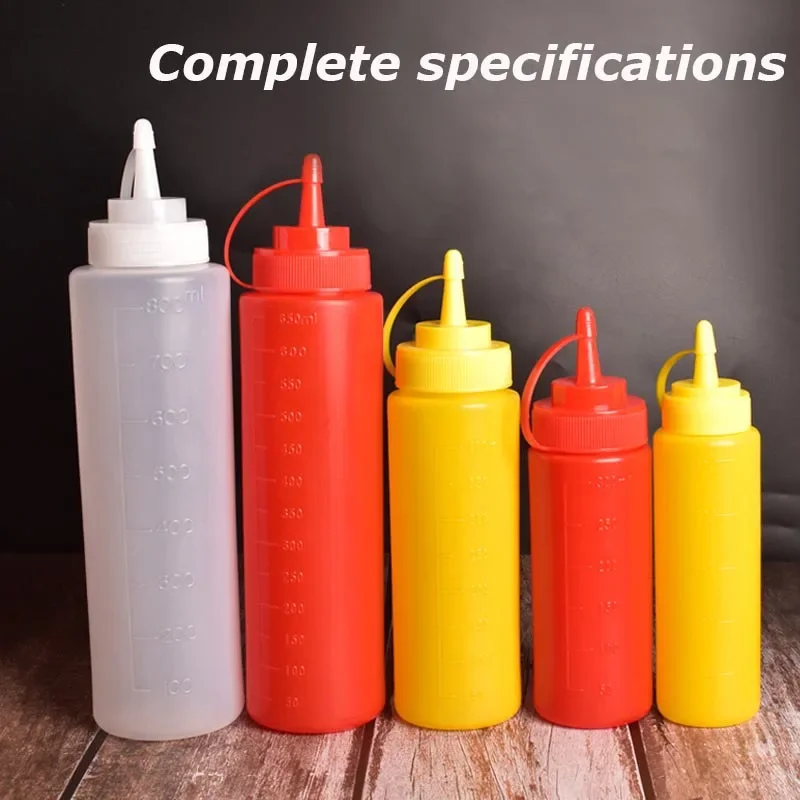 Large Squeeze Condiment Bottles with Nozzles Ketchup BBQ Sauces Olive Oil Bottle Dispenser Squeeze Sauce Bottle Kitchen Gadget