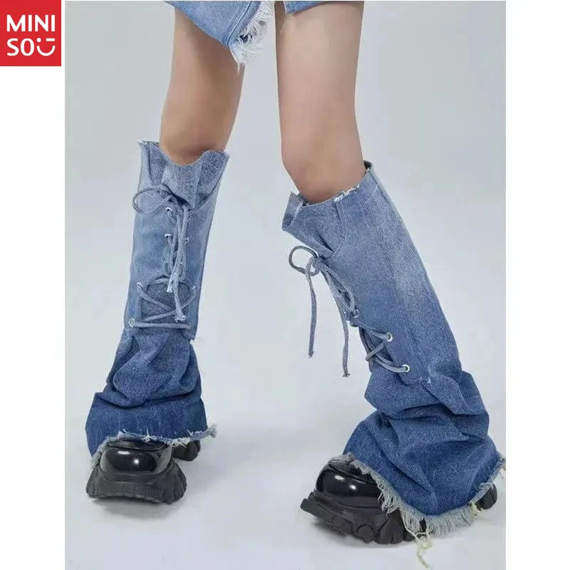 

Джинсовые гетры Y2K, градиентные синие расклешенные рукава с бретелями