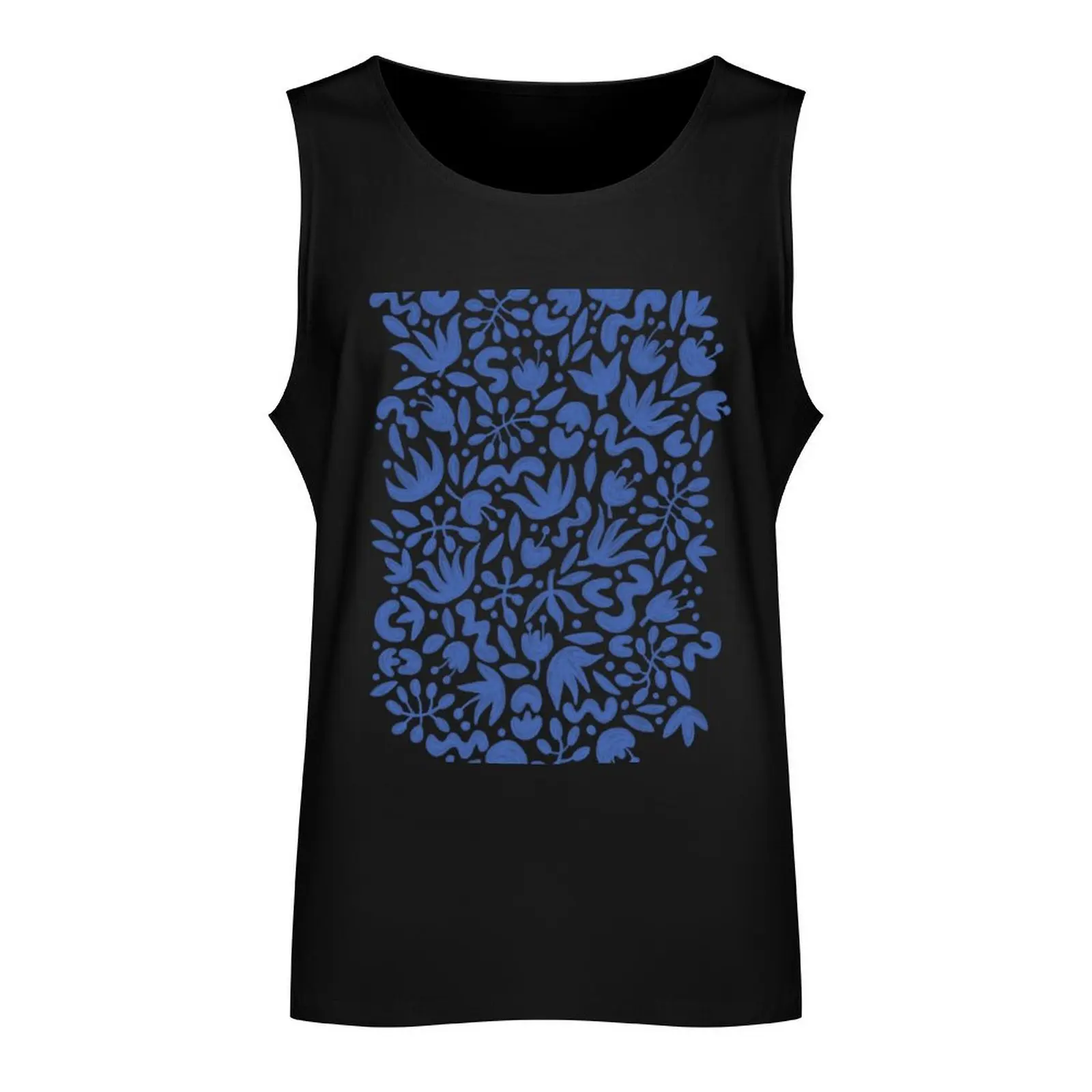 Delft Blue Florals | Hand Painted Pattern No.2 Tank Top Men's gym sports clothes for men gym accessories man mens gym clothes