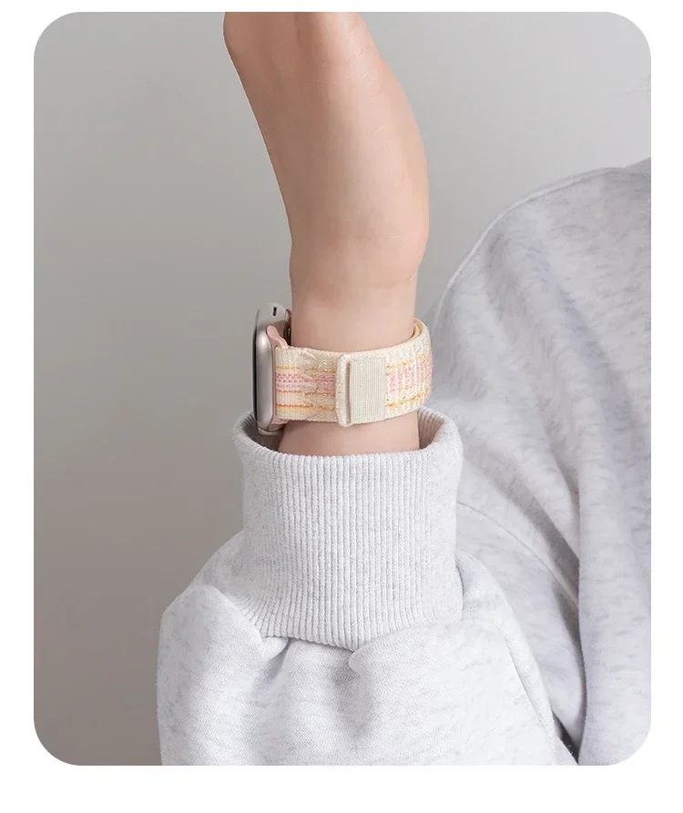 Para Apple Watch Correa 45mm-44mm 49mm 42mm-40mm-46mm 41mm 38mm Correa pulsera de nailon iWatch Series 10/ultra2/8/9/6 Se 7 banda